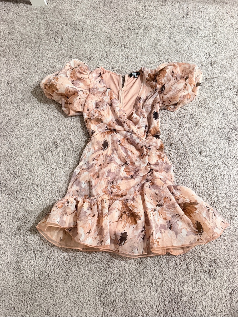 Peach Floral Ruffle Dress
